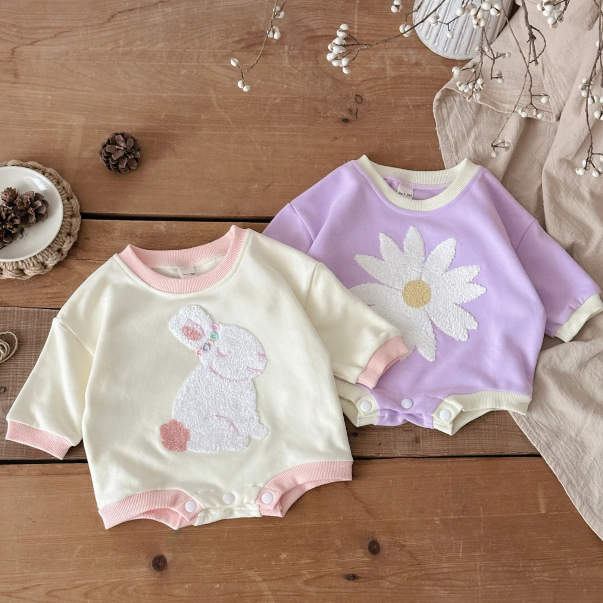 Newborn Baby Girl Romper Floral - Uroczy kombinezon dla noworodka, dziewczynki, z