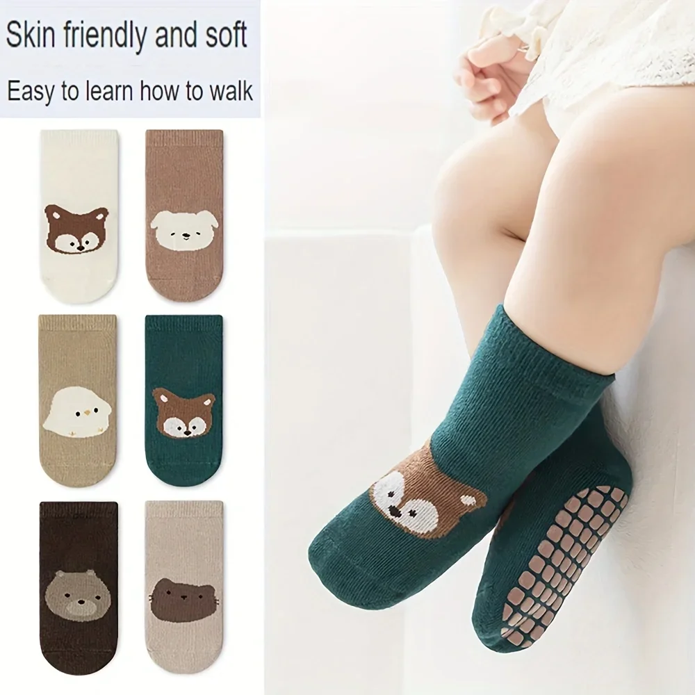 Unisex Baby Socks Non Slip - 6 par jesienno-zimowych skarpetek dla niemowląt